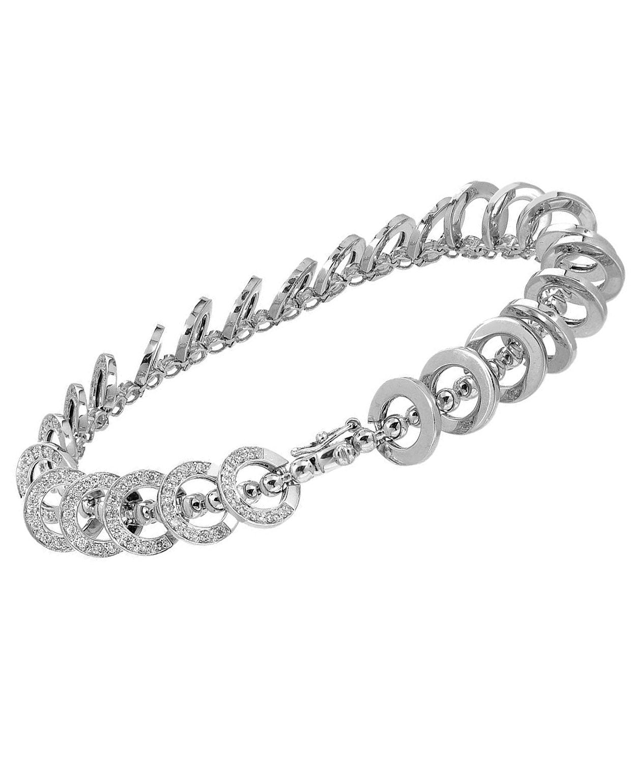 Glamour Toujours Collection 1.67 ctw Diamond 18k White Gold Circle Link Bracelet View 2